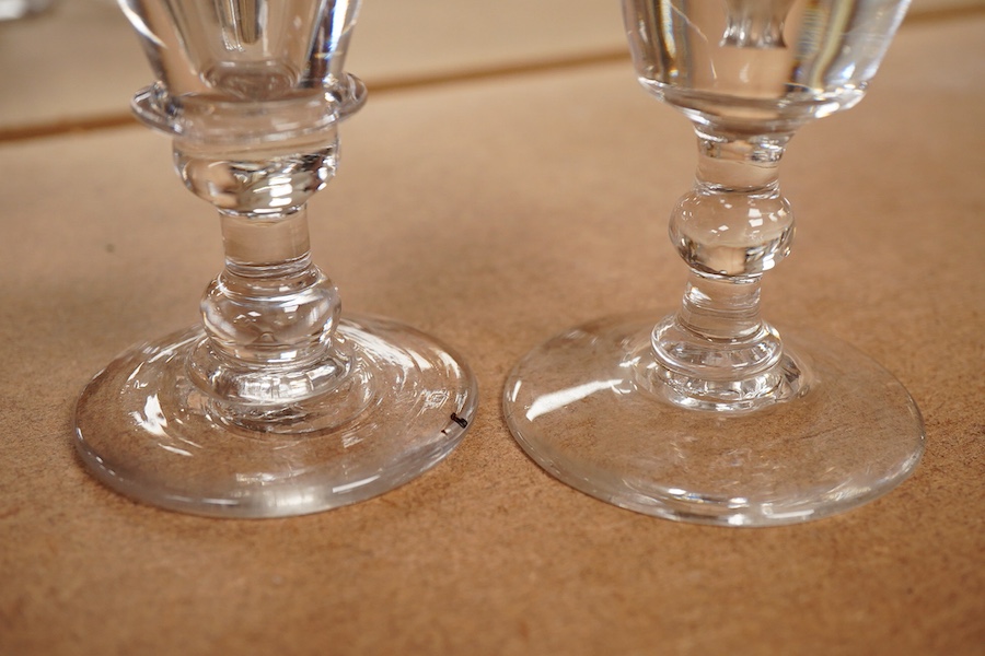 Two late 18th century toastmaster’s glasses, tallest 11.5cm, one af